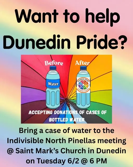 Flyer for Dunedin Pride donation request for progressive monthly meeting