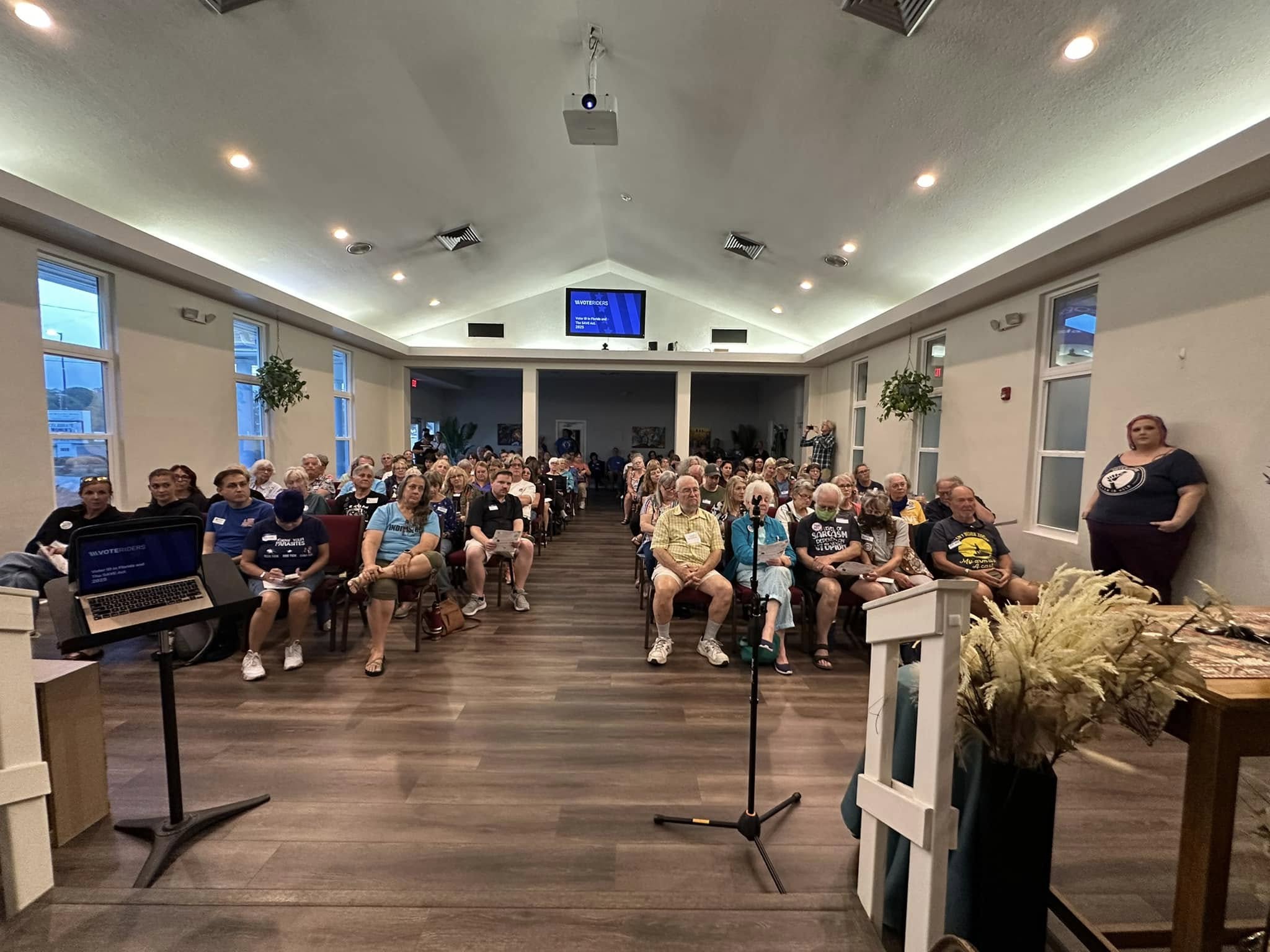Activism community members at civic meeting in Pinellas County, Florida, Indivisible North Pinellas