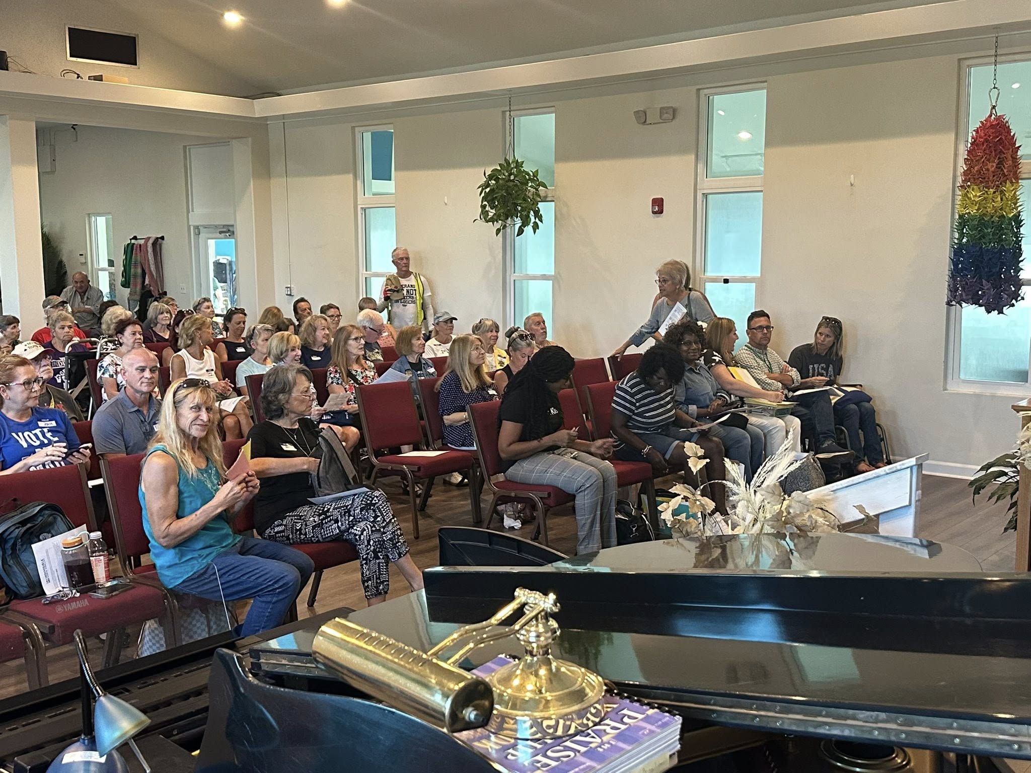 Grassroots community members at civic meeting in Palm Harbor, Florida, Indivisible North Pinellas