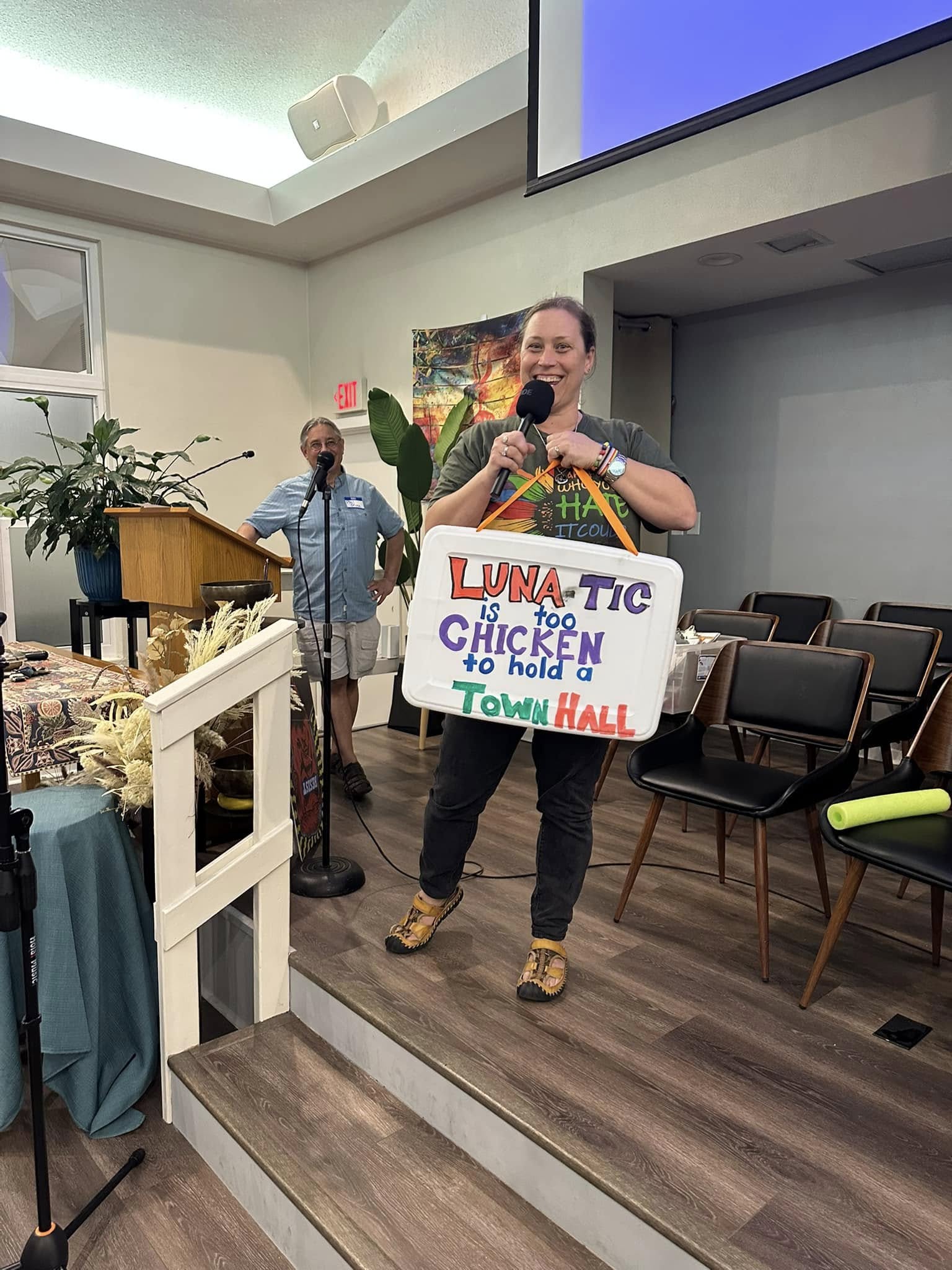 Liberal community members at civic meeting in Tarpon Springs, Florida, Indivisible North Pinellas