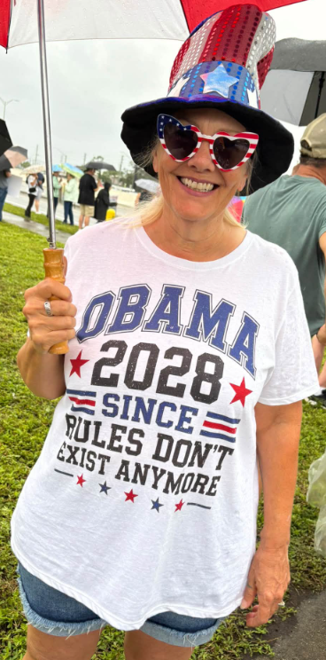 Lady's t-shirt Obama 2028 since rules don't exist anymore